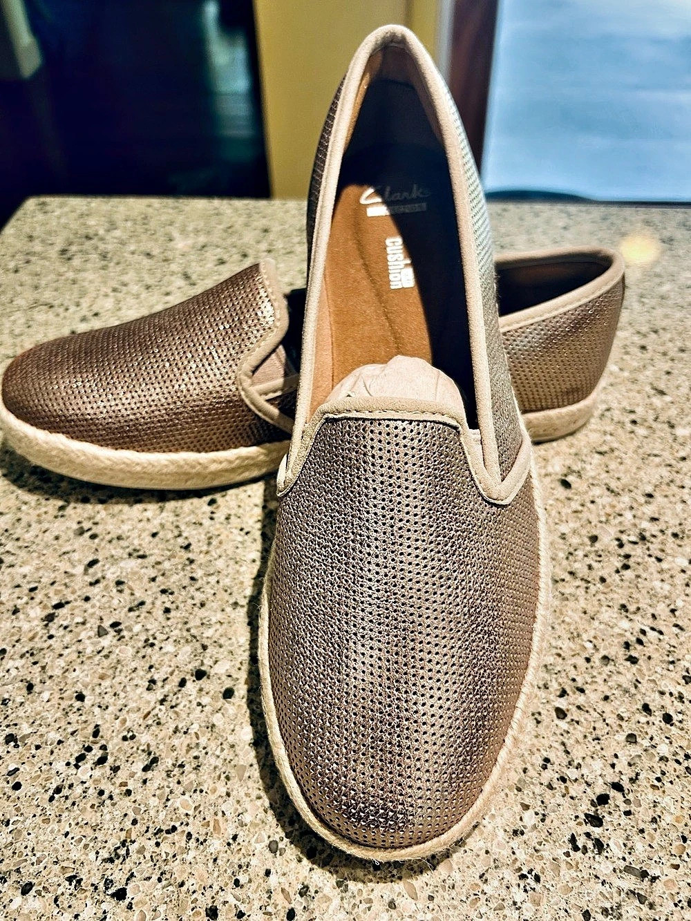 NWOT-Clarks Elaina Ruby Slip-On Espadrille Brown